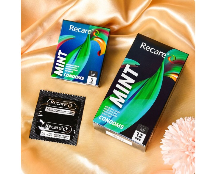 Презервативи Holographic Recare Ultra Thin Mint Condoms 12шт, ультратонкі, аромат: м'ята