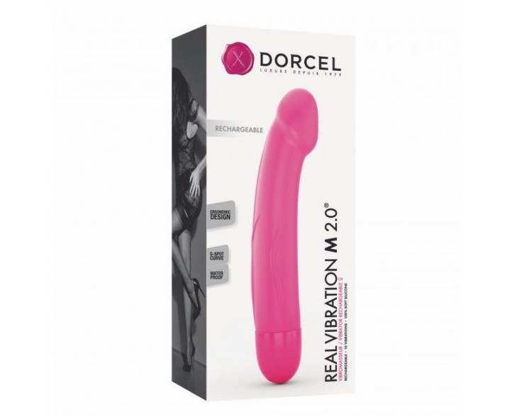 Вібратор Dorcel Real Vibration M Magenta 2.0, діаметр 3,7см, перезаряджається, для точки G, водостій