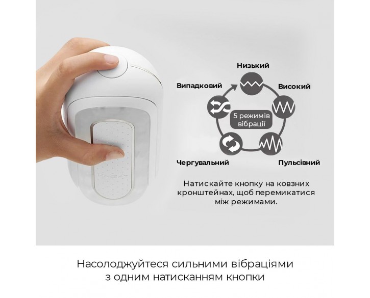 Вібромастурбатор Tenga Flip Zero Electronic Vibration White, змінна інтенсивність, розкладний