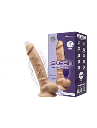 Фалоімітатор з вібрацією SilexD Vetus Vibro Flesh (MODEL 1 size 8in) + LRS, двошаровий, діаметр 4,2