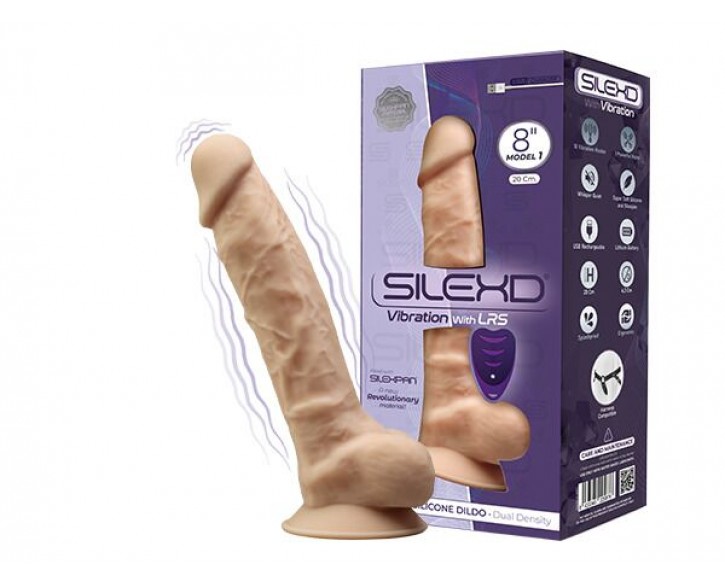 Фалоімітатор з вібрацією SilexD Vetus Vibro Flesh (MODEL 1 size 8in) + LRS, двошаровий, діаметр 4,2