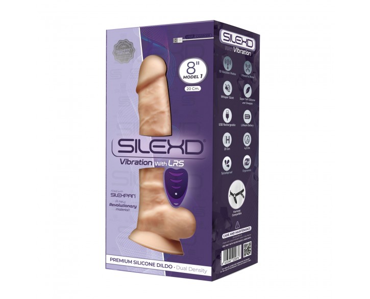 Фалоімітатор з вібрацією SilexD Vetus Vibro Flesh (MODEL 1 size 8in) + LRS, двошаровий, діаметр 4,2