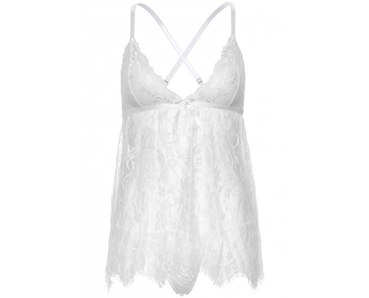 Пеньюар Leg Avenue Floral lace babydoll & string White S