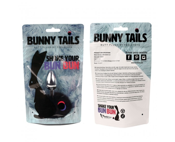 Анальна пробка FeelzToys - Bunny Tails Butt Plug Black