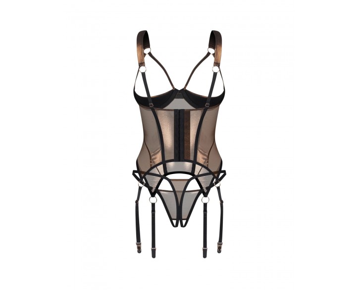 Корсет Obsessive Soranna cupless corset & crotchless thong 2XL/3XL