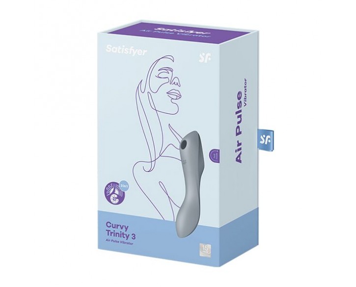 Вакуумний стимулятор з вібрацією Satisfyer Curvy Trinity 3 BlueGrey