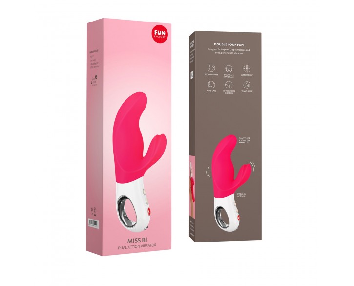 Вібратор-кролик Fun Factory MISS BI pink/white, 2 незалежні мотори, діаметр 4,2 см