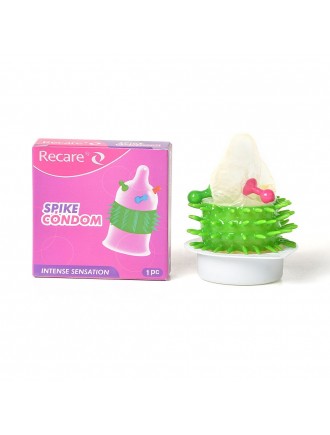 Насадка на член Recare Spike Condom Pink (презерватив з кульками та рядами шипів)