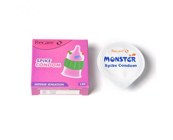 Насадка на член Recare Spike Condom Pink (презерватив з кульками та рядами шипів)