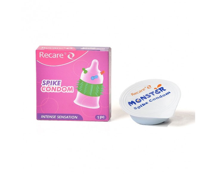 Насадка на член Recare Spike Condom Pink (презерватив з кульками та рядами шипів)