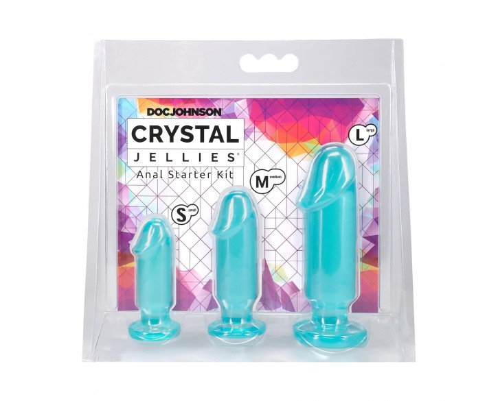 Набір анальних пробок Doc Johnson Crystal Jellies - Anal Starter Kit- Teal