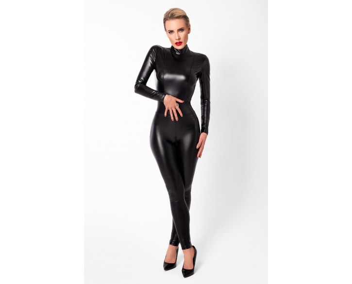 Комбінезон Noir Handmade F319 Caged wetlook catsuit with zippers and ring - S