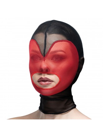 Маска серце сітка з відкритим ротом Feral Feelings - Hearts Mask Black/Red