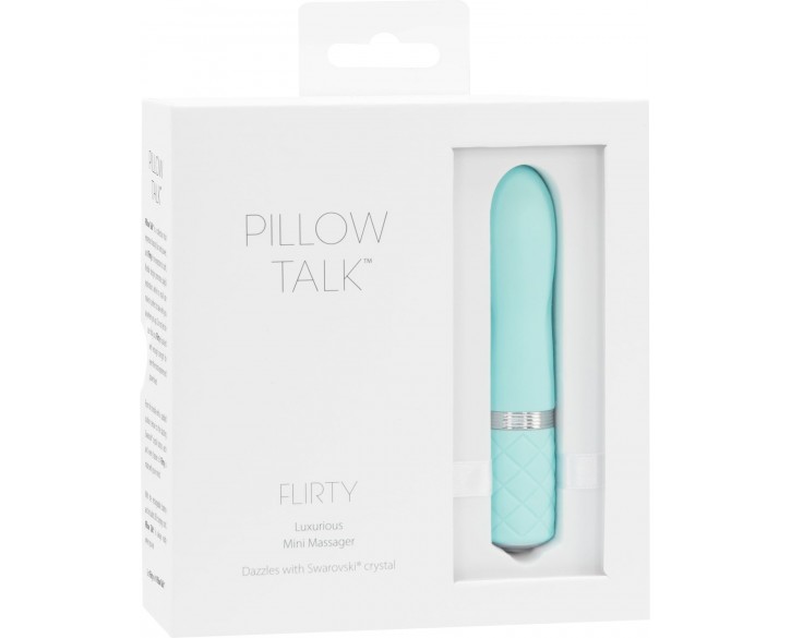 Розкішний вібратор PILLOW TALK - Flirty Teal з кристалом Сваровські, гнучка голівка