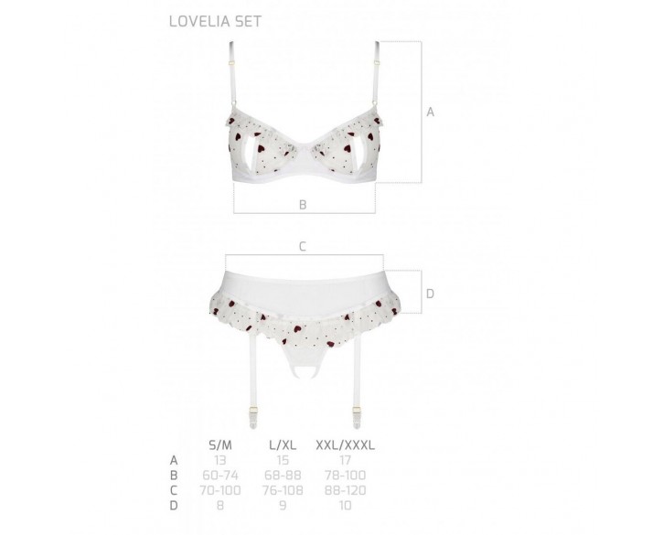 Сексуальний комплект з поясом для панчіх LOVELIA SET white S/M - Passion