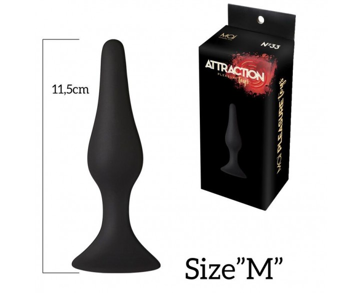 Анальна пробка з присоскою MAI Attraction Toys №33 Black, довжина 11,5cм, діаметр 3см