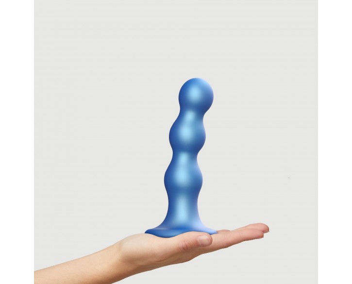 Насадка для страпона Strap-On-Me Dildo Plug Balls Blue Metallic L