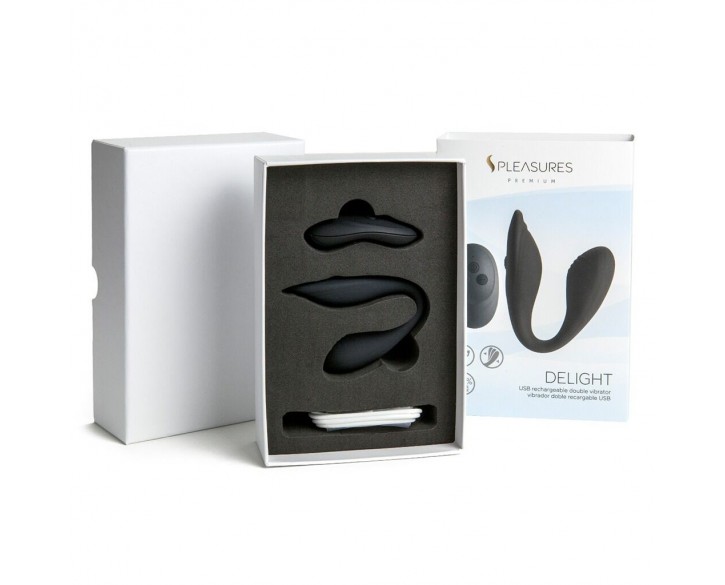 Подвійний вібратор S Pleasures Premium Delight, чорний, для клітора та точки G, 10 режимів