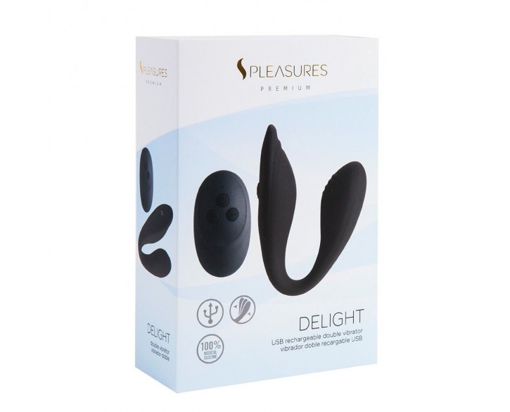 Подвійний вібратор S Pleasures Premium Delight, чорний, для клітора та точки G, 10 режимів