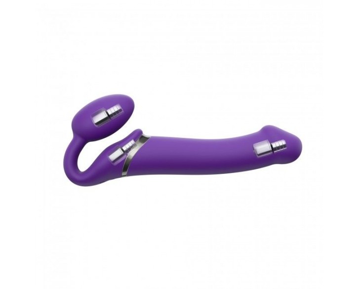 Безремінний страпон з вібрацією Strap-On-Me Vibrating Violet L, діам. 3,7 см, пульт ДК, регульований