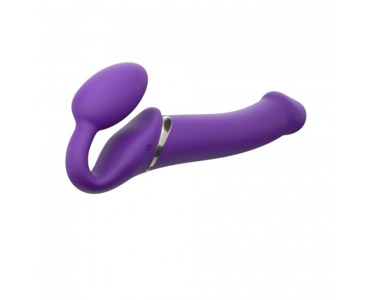 Безремінний страпон з вібрацією Strap-On-Me Vibrating Violet L, діам. 3,7 см, пульт ДК, регульований