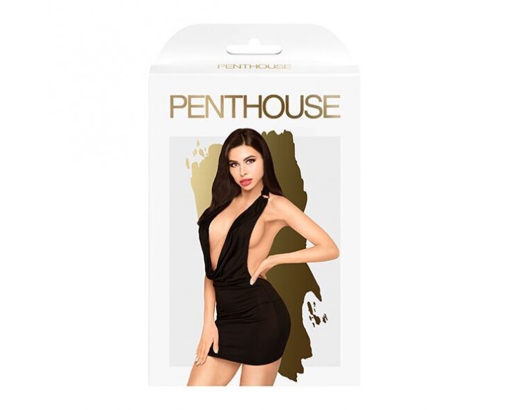 Мінісукня Penthouse Heart Rob L/XL Black, хомут, глибоке декольте, мініатюрні стрінги