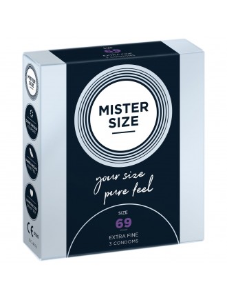 Презервативи Mister Size - pure feel - 69 (3 condoms), товщина 0,05 мм