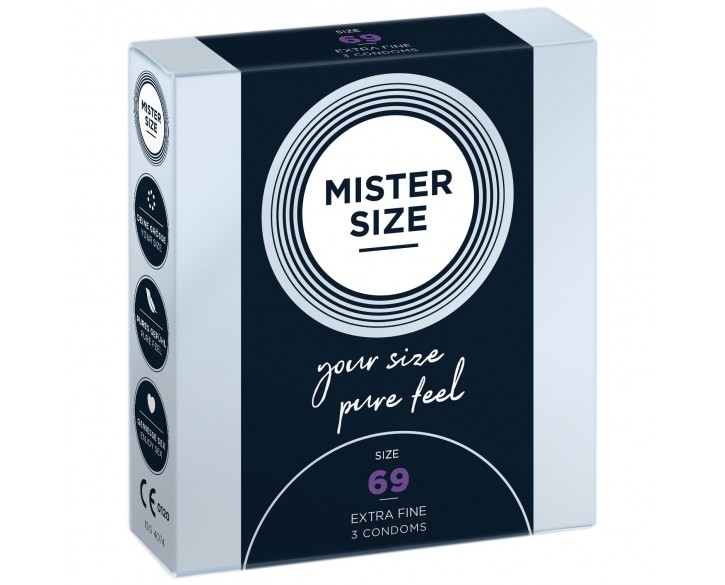 Презервативи Mister Size - pure feel - 69 (3 condoms), товщина 0,05 мм