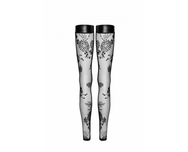 Панчохи Noir Handmade F243 Tulle stockings with patterned flock embroidery - S