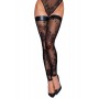 Панчохи Noir Handmade F243 Tulle stockings with patterned flock embroidery - S