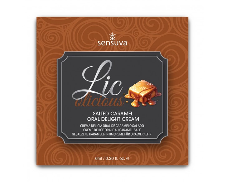 Пробник геля для мінету Sensuva Lic-o-licious Salted Caramel (6 мл), оліїстий, без цукру