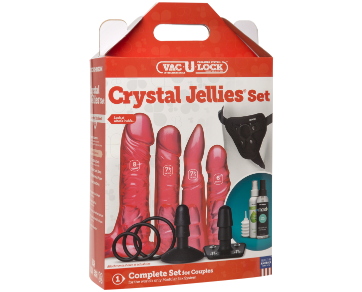 Набір для страпона Doc Johnson Vac-U-Lock Crystal Jellies Set, діаметр 3,8см, 2×4,5см, 5,1 см