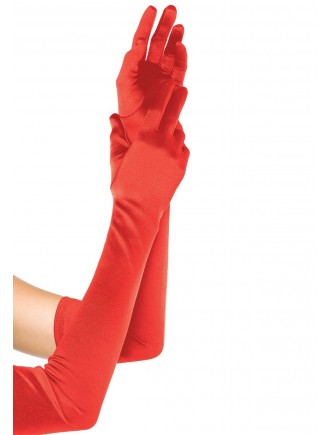 Довгі рукавички Leg Avenue Extra Long Satin Gloves red