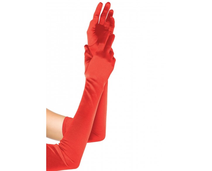 Довгі рукавички Leg Avenue Extra Long Satin Gloves red