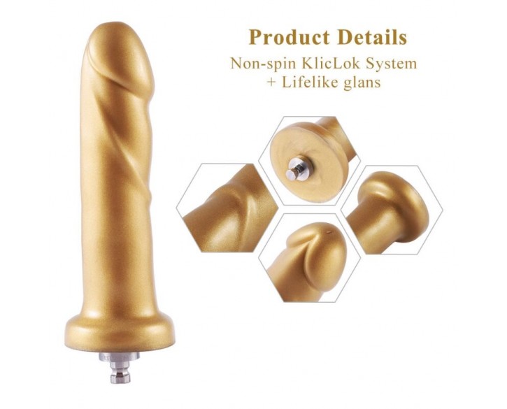 Золотий фалоімітатор Hismith 6.8″ Golden Silicone Dildo, система KlicLok