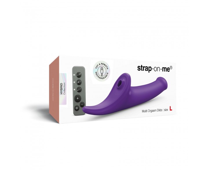 Вібронасадка для страпону з вакуумною стимуляцією Strap-On-Me Multi Orgasm Dildo L Purple