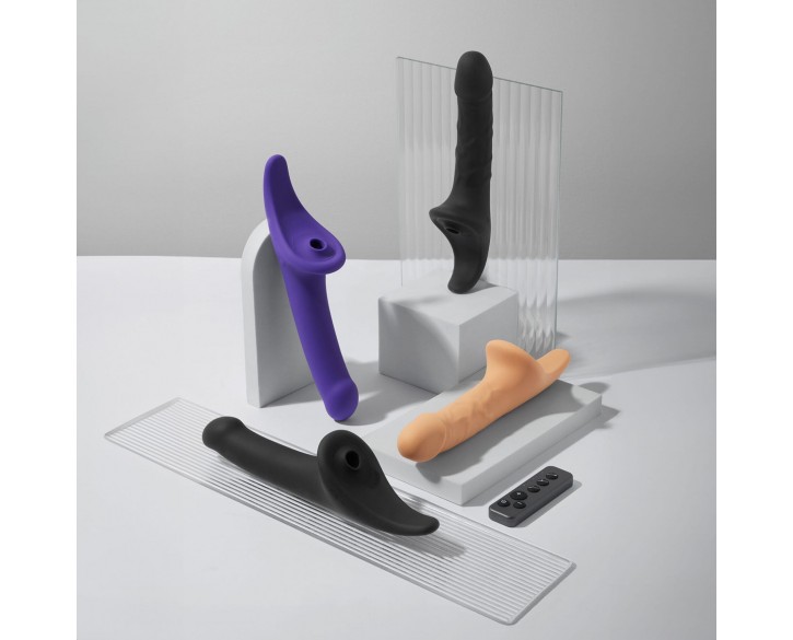 Вібронасадка для страпону з вакуумною стимуляцією Strap-On-Me Multi Orgasm Dildo L Purple