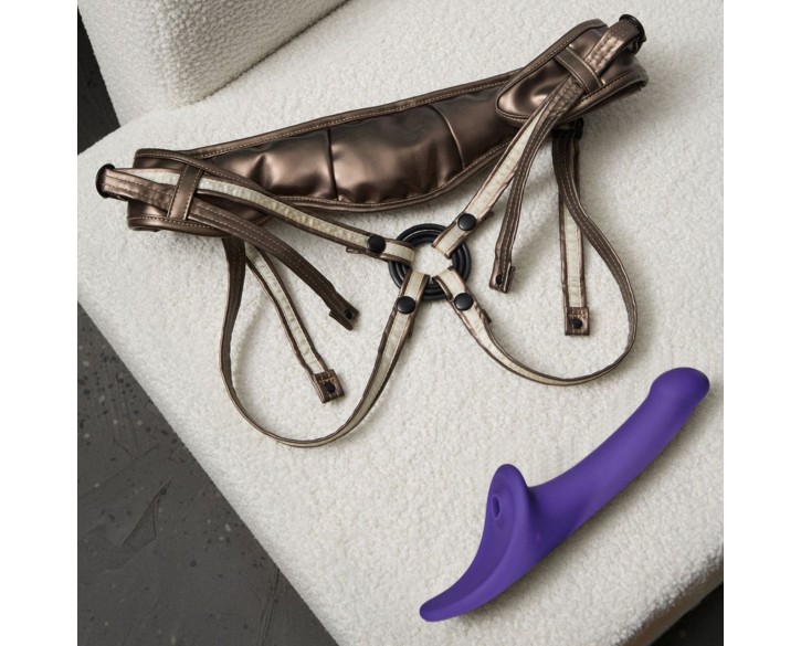 Вібронасадка для страпону з вакуумною стимуляцією Strap-On-Me Multi Orgasm Dildo L Purple