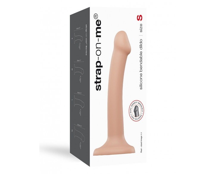 Насадка для страпону Strap-On-Me Dual Density Dildo Flesh S, діаметр 2,7 см, двошарова, гнучкий