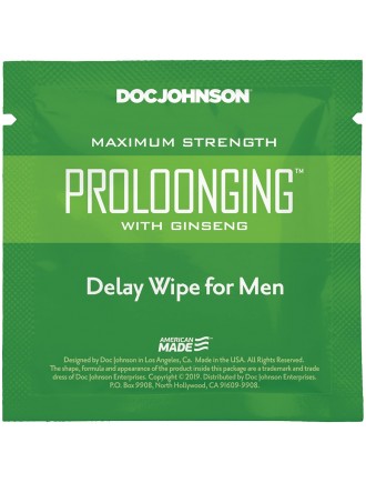 Пролонгуюча серветка Doc Johnson Delay Wipe For Men з екстрактом женьшеню