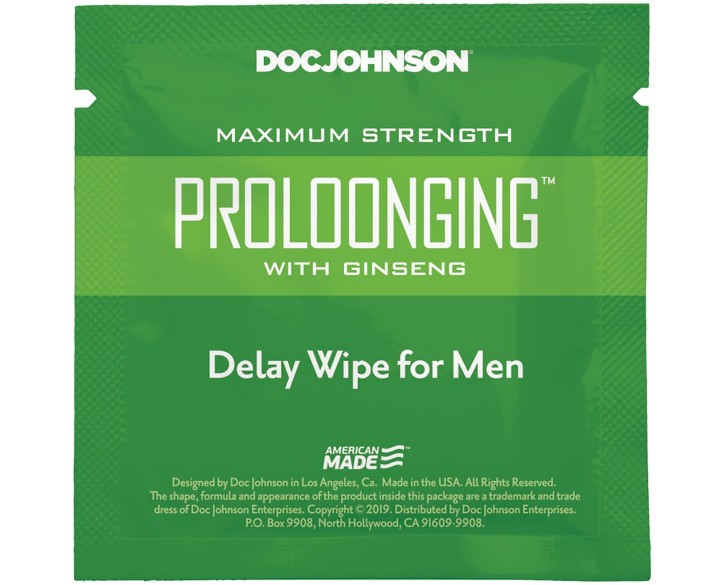 Пролонгуюча серветка Doc Johnson Delay Wipe For Men з екстрактом женьшеню