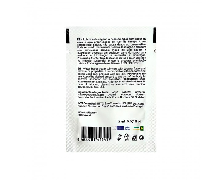 Пробник доглядального лубриканта Intt Coconut з кокосовою олією на водній основі (2 мл)