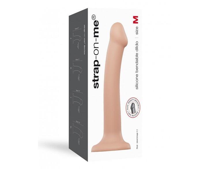 Насадка для страпона Strap-On-Me Dual Density Dildo Flesh M, діаметр 3,3 см, двошарова, гнучкий