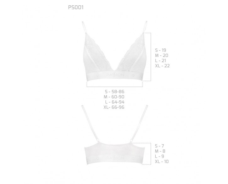 Еластичний топ з мереживом Passion PS001 TOP white, size M