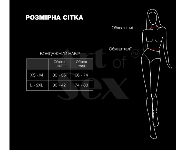 Бондажний набір Art of Sex – Shandy L-2XL, екошкіра, чорний
