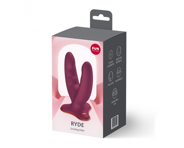 Подвійний фалоімітатор Fun Factory RYDE Wine Red, гнучкі стовбури, присоска