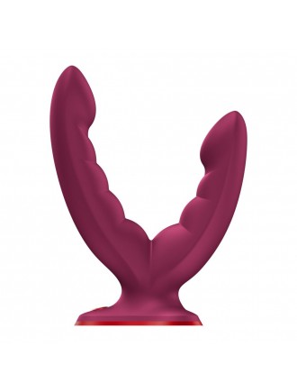 Подвійний фалоімітатор Fun Factory RYDE Wine Red, гнучкі стовбури, присоска