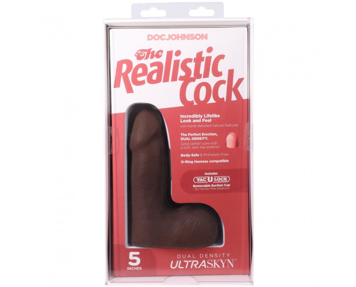 Фалоімітатор Doc Johnson The Realistic Cock ULTRASKYN - 5 Inch with Balls Chocolate