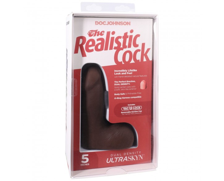 Фалоімітатор Doc Johnson The Realistic Cock ULTRASKYN - 5 Inch with Balls Chocolate