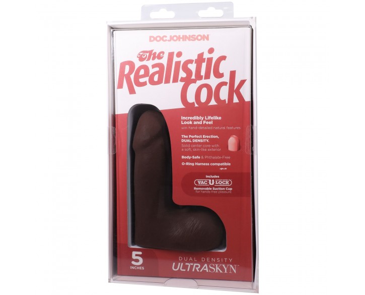 Фалоімітатор Doc Johnson The Realistic Cock ULTRASKYN - 5 Inch with Balls Chocolate